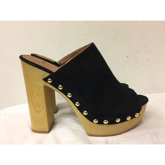 H&M women Platform slip on open toes  black Sandals~Size EUR 39 US 8 - Picture 1 of 12